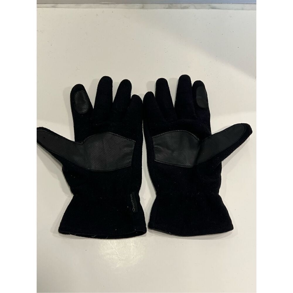 Quechua Men’s Fleece Faux Leather Trim Black Gloves Lined One Size See Notes